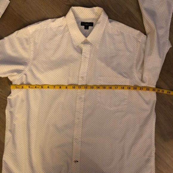 CLUB ROOM-MENS LONG SLEEVE BUTTON DOWN POLKA DOT WHOTE/BLACK SHIRT SIZE X-LARGE - Picture 4 of 5